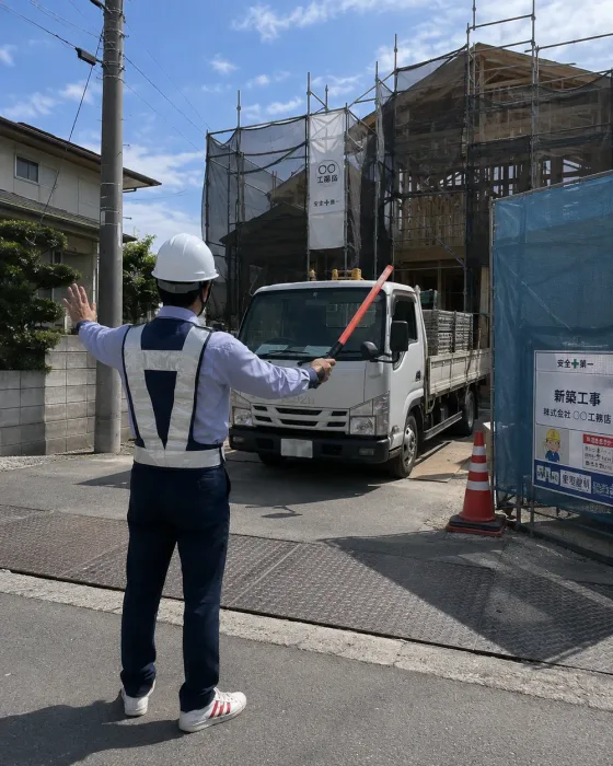 工事現場での車両誘導のイメージ