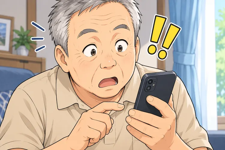 スマホで求人を見つけて驚く田中さん(マンガの1コマ)