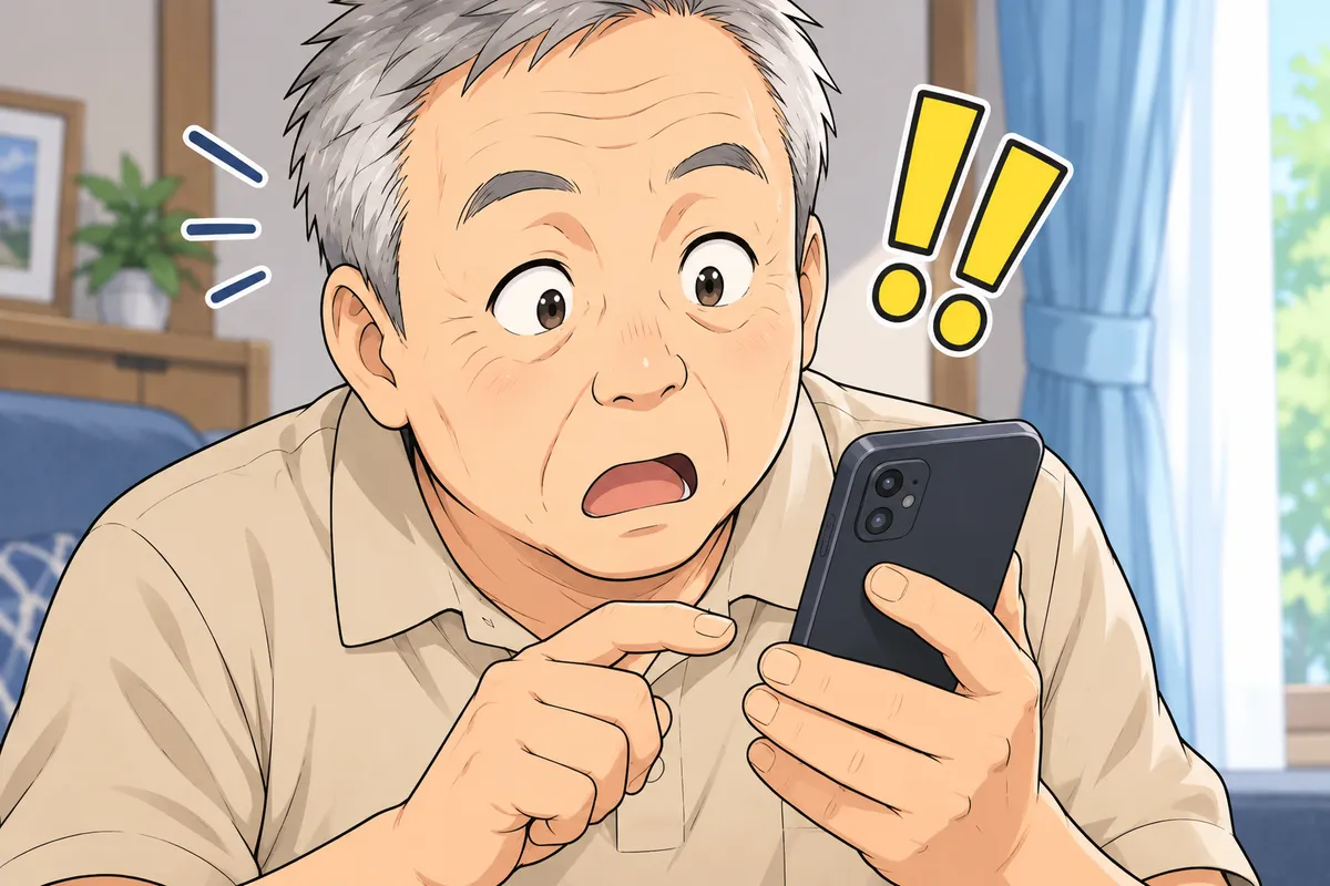 スマホで求人を見つけて驚く田中さん